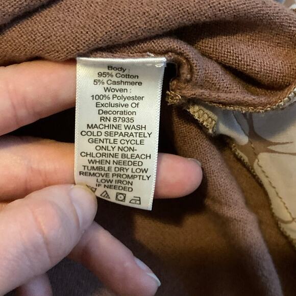 Logo Lori Goldstein Sweater Top Large Pullover V-Neck Layered Brown Retro Prep - Picture 12 of 15